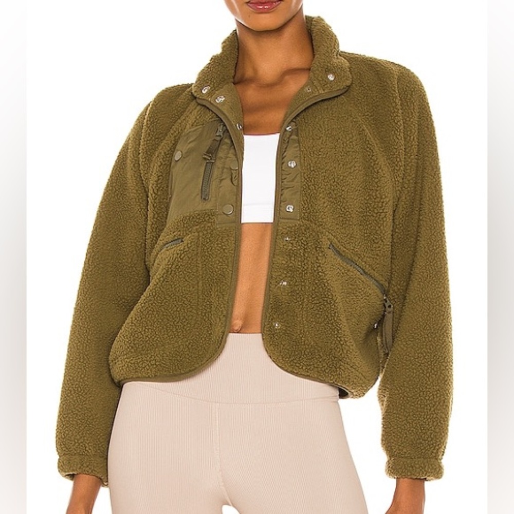 FP Movement Free People Hit The Slopes Fleece Jacket Army Green XS